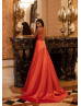 Cowl Neck Organge Satin Cross Back Gorgeous Evening Dress