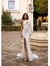 One Shoulder Ivory Sequin Slit Timeless Evening Dress