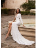 One Shoulder Ivory Sequin Slit Timeless Evening Dress