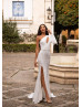 One Shoulder White Sequin Slit Timeless Evening Dress