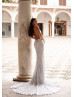 Plunging Neck Silver Sequin Slit Evening Dress Plunging Neck Silver Sequin Slit Evening Dress