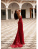 V Neck Deep Red Sequin Backless Evening Dress V Neck Deep Red Sequin Backless Evening Dress