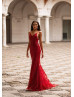 V Neck Deep Red Sequin Backless Evening Dress V Neck Deep Red Sequin Backless Evening Dress