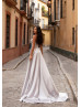 Ice Grey Satin Hidden Slit Evening Dress