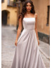 Ice Grey Satin Hidden Slit Evening Dress Ice Grey Satin Hidden Slit Evening Dress