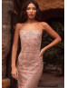 Straight Neck Pink Glittering Tulle Evening Dress Straight Neck Pink Glittering Tulle Evening Dress