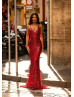 Thin Adjustable Straps Red Sequin Evening Dress Thin Adjustable Straps Red Sequin Evening Dress