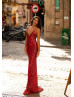 Thin Adjustable Straps Red Sequin Evening Dress Thin Adjustable Straps Red Sequin Evening Dress