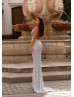 Cowl Neck Silver Sequin Exposed Back Evening Dress
