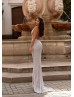 Cowl Neck Silver Sequin Exposed Back Evening Dress Cowl Neck Silver Sequin Exposed Back Evening Dress