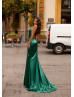 Halter Neck Emerald Satin Open Back Stunning Evening Dress Halter Neck Emerald Satin Open Back Stunning Evening Dress