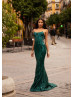 Strapless Scoop Neck Emerald Sequin Gorgeous Evening Dress
