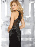 Black Jersey Beaded Embroidery Evening Dress