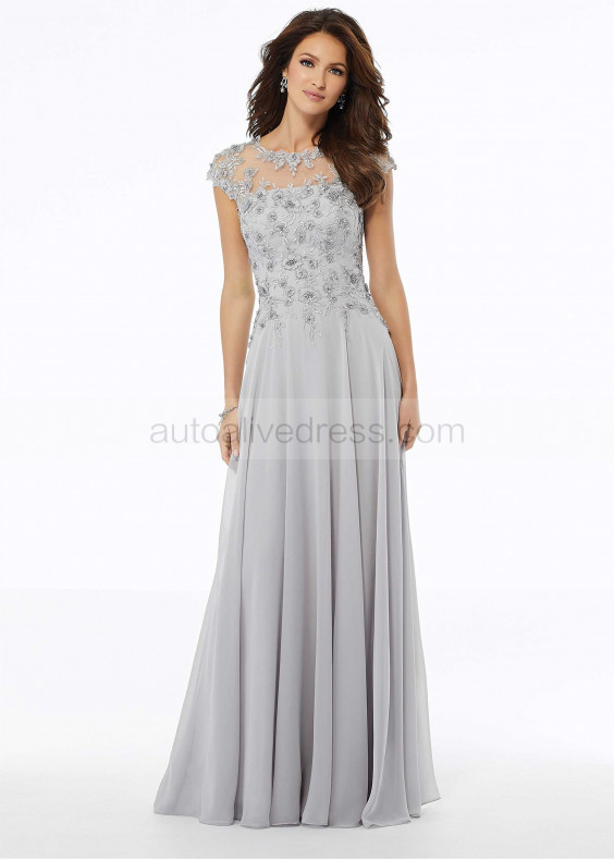 Cap Sleeves Beaded Lace Chiffon Amazing Evening Dress Cap Sleeves Beaded Lace Chiffon Amazing Evening Dress