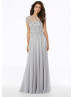 Cap Sleeves Beaded Lace Chiffon Amazing Evening Dress