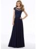 Cap Sleeves Beaded Lace Chiffon Amazing Evening Dress