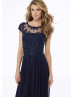 Cap Sleeves Beaded Lace Chiffon Amazing Evening Dress