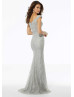 Cap Sleeves Beaded Lace Evening Dress