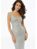 Cap Sleeves Beaded Lace Evening Dress