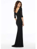 Elbow Sleeves Beaded Black Lace Tulle Evening Dress Elbow Sleeves Beaded Black Lace Tulle Evening Dress