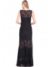 Boat Neck Black Lace Jersey Evening Dress