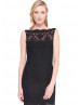 Boat Neck Black Lace Jersey Evening Dress