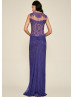 Illusion Neck Draped Violet Lace Chiffon Evening Dress Illusion Neck Draped Violet Lace Chiffon Evening Dress
