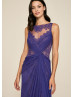 Illusion Neck Draped Violet Lace Chiffon Evening Dress Illusion Neck Draped Violet Lace Chiffon Evening Dress