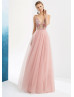 Beaded Multi-colour Flowers Tulle Evening Dress