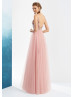 Beaded Multi-colour Flowers Tulle Evening Dress