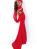 One Shoulder Red Chiffon Illusion Back Evening Dress