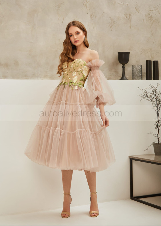 Strapless Green Embroidery Short Evening Dress Strapless Green Embroidery Short Evening Dress