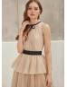 Champagne Tulle Layered Tea Length Evening Dress Champagne Tulle Layered Tea Length Evening Dress