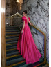 Puff Sleeves Beaded Satin V Back Evening Dress Puff Sleeves Beaded Satin V Back Evening Dress