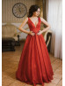 Red Shiny Corset Back Evening Dress New Year Dress