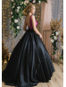 Square Neck Lace Satin Spectacular Evening Dress With Pockets
