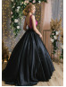 Square Neck Lace Satin Spectacular Evening Dress With Pockets