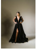 Beautiful Velvet Satin High Slit Evening Dress