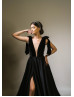 Beautiful Velvet Satin High Slit Evening Dress Beautiful Velvet Satin High Slit Evening Dress