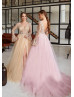 Long Sleeves Sequined Lace Tulle Sexy Slit Evening Dress Long Sleeves Sequined Lace Tulle Sexy Slit Evening Dress