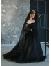 Black Lace Pearl Tulle Gorgeous Evening Dress Black Lace Pearl Tulle Gorgeous Evening Dress