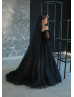 Black Lace Pearl Tulle Gorgeous Evening Dress