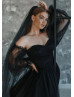 Black Lace Pearl Tulle Gorgeous Evening Dress