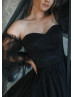 Black Lace Pearl Tulle Gorgeous Evening Dress
