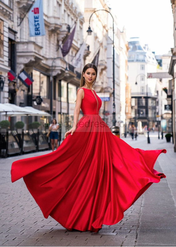 Modern Satin Corset Back Long Evening Dress Modern Satin Corset Back Long Evening Dress