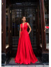 Modern Satin Corset Back Long Evening Dress