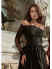 Beaded Lace Satin Formal Evening Dress