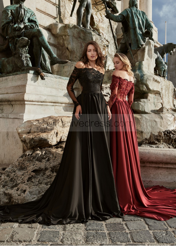 Beaded Lace Satin Formal Evening Dress Beaded Lace Satin Formal Evening Dress