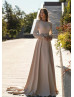 Hollow Out Waist Lace Satin Special Occasion Evening Dress