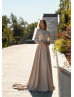 Hollow Out Waist Lace Satin Special Occasion Evening Dress